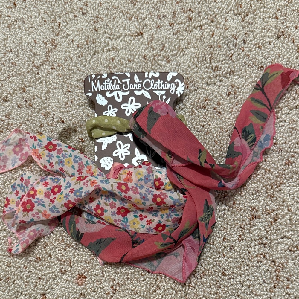 Matilda Jane Pink and Green Floral Hair Ties